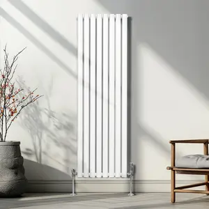 Oval Column Radiator & Valves - 1600mm x 480mm - White