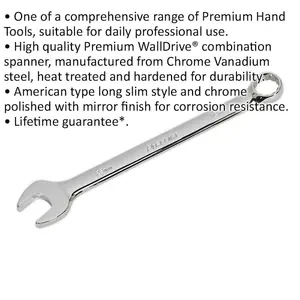 Premium 23mm Steel Combination Spanner - Long Slim Chrome Vanadium Wrench