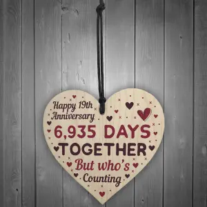 Red Ocean Handmade Wooden Heart Plaque Gift To Celebrate 19th Wedding Anniversary Husband Wife Someone Special Keepsake