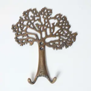 Homescapes Gold Tree of Life Wall Mounted Coat Hook