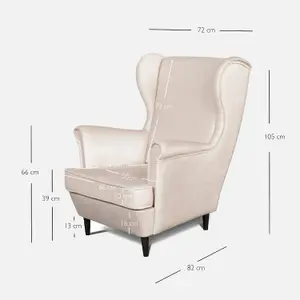 Leo Velour Armchair Elegant Accent Upholstered Loungechair - Beige