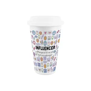 Influencer Ceramic Travel Mug - Novelty Social Media & Marketing Gifts/Presents - Double-Walled Insulated Drinks Flask Cup