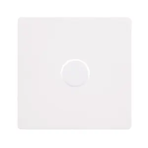 White Metal Screwless Plate 1 Gang 2 Way LED 100W Trailing Edge Dimmer Light Switch - SE Home