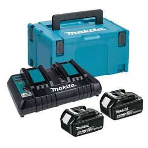 Makita BL1860 18v 2 x 6.0ah Lithium Batteries DC18RD Dual Port Charger + Makpac