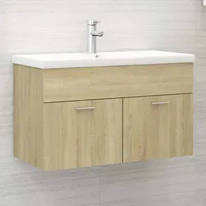 Saona 800mm Single Bathroom Vanity with Integrated Ceramic Basin Sonoma Oak