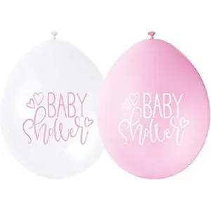 Unique Party Latex Baby Shower Balloons (Pack of 10) Pink/White (One Size)