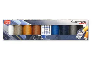 TSET DENIM 8X100 NDLS - Thread Set: Denim: 8 x 100m and 5 Jeans Machine Needles - Gutermann