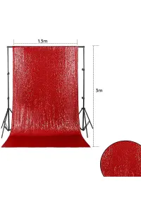 Neel Blue Shiny Fabric Sequin Backdrop Glitter Curtain, Red - 4ft x 9ft