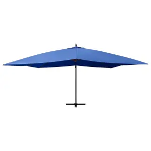 Berkfield Cantilever Umbrella with Wooden Pole 400x300 cm Azure Blue