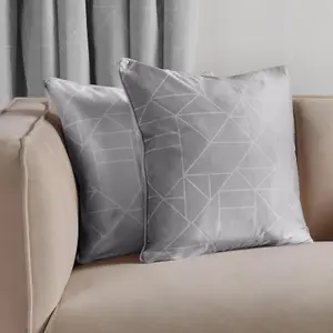 4 Pack Geo Matte Velvet Cushion Covers, Grey - 45 x 45cm