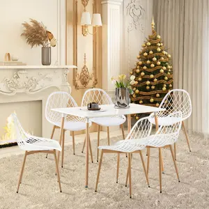 Filsaime Dining Chair (Set of 6) White / White / Natural