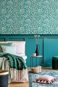 Hoopla Walls Honeysuckle Leaf Trail Dark Jade Smooth Matt Wallpaper