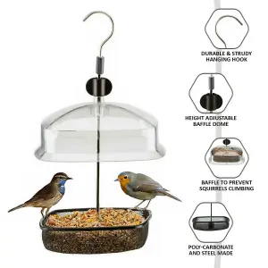 Wild Bird Adjustable Height Hanging Feeder Station Baffle Dome Peanut Seed Feed