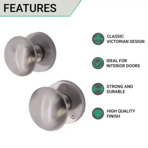 EAI - Mortice Door Knob Set Victorian Satin Chrome