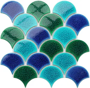 Mosaic sheet in ceramic on net 290mm x 285mm - Blue Wave