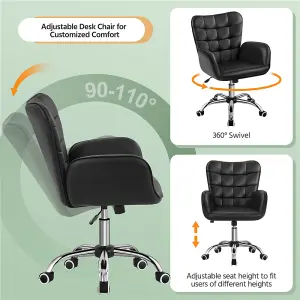 Yaheetech Faux Leather Desk Chair with Padded Armrests - Black