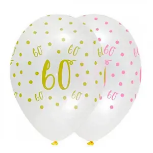 Creative Party Latex 60th Birthday Balloons (Pack of 50) Yellow/Pink (One Size)