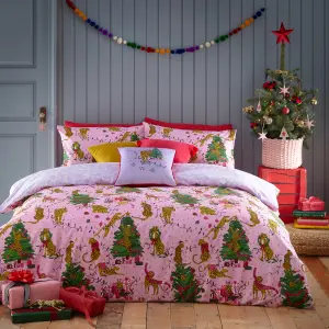 furn. Purrfect Christmas Festive Reversible Duvet Cover Set