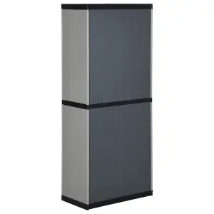 Berkfield Garden Storage Cabinet with 3 Shelves Grey&Black 68x40x168 cm