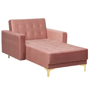 Velvet Chaise Lounge Pink ABERDEEN