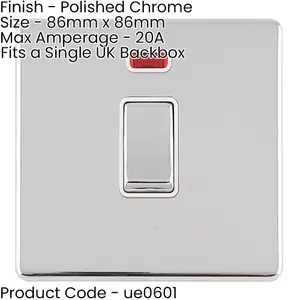 2 PACK 1 Gang 20A Single Light Switch Neon SCREWLESS POLISHED CHROME 2Way Rocker