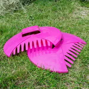 garden leaf grabbers,hand held tidy rake picker,leaf collector/grab (rose pink)