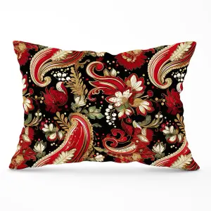 Paisley Christmas Stars Red Cushions 33cm x 48cm