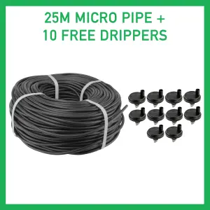 Garden automatic watering, 25m micro 4/6mm dripper pipe + 10 FREE DRIPPERS