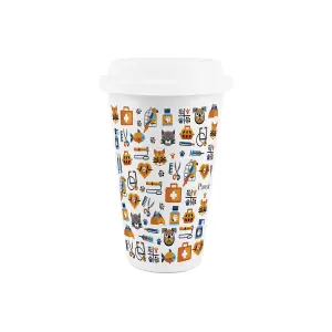 Vet Ceramic Travel Mug - Novelty Veterinarian/Animal Doctor Gifts - Double-Walled Insulated Hot/Cold Drinks Cup Present