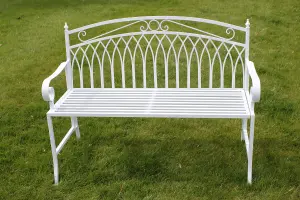 Versailles Folding Metal Garden Bench in White Finish