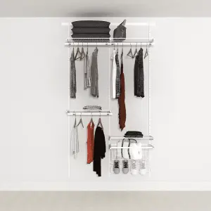 Open Wardrobe System with Shoe Storage & Basket 124cm (W) Wire Shoe Shelf