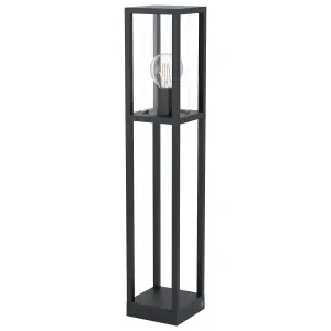 IP44 Outdoor Bollard Light Black Cast Aluminium Box 1 x 40W E27 Tall Lamp Post