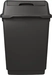 simpa 50L Black Plastic Swing Lid Bin - Set of 2 Bins