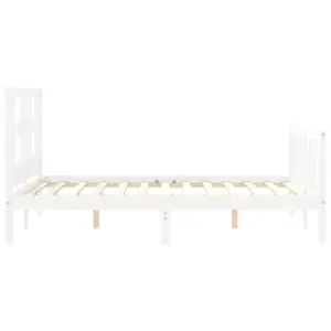 Berkfield Bed Frame with Headboard White 140x200 cm Solid Wood