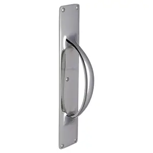 Heritage Door Pull Handle on Plate Polished Chrome