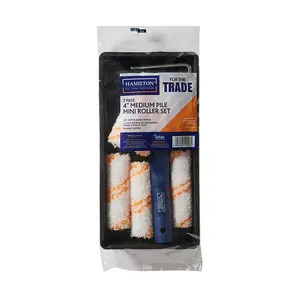 Hamilton For The Trade Medium Pile Mini Paint Roller Set (Pack of 6) White/Black/Orange (4in)