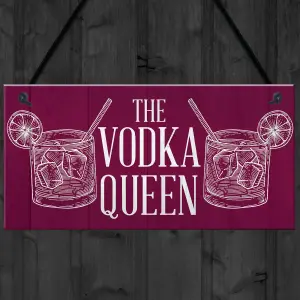 Red Ocean The Vodka Queen Funny Friendship Gift For Her Novelty Vodka Bar Home Bar Signs