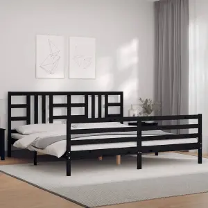 Berkfield Bed Frame with Headboard Black 200x200 cm Solid Wood