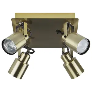 4 Light Spotlight Metal Plate Brass BONTE