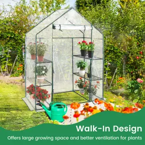 Costway Mini Walk-in Greenhouse Heavy-Duty Garden Warm House w/ PVC Cover