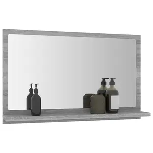 Berkfield Bathroom Mirror Grey Sonoma 60x10.5x37 cm Engineered Wood