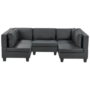 5-Seater Modular Faux Leather Sofa Black UNSTAD