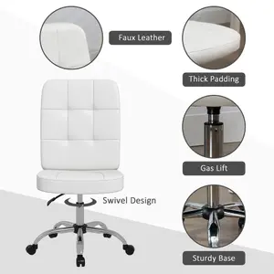 Vinsetto Curved Back Home Office Chair with Adjustable Height, White