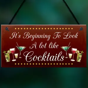 Red Ocean Funny Christmas Sign For Home Bar Man Cave Bar Sign Gin Gifts