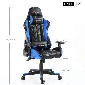 GTForce Pro GT Reclining Sports Racing Gaming Office Desk Pc Car Faux Leather Chair (Blue)