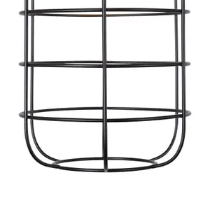 First Choice Lighting Cage Black and Antique Brass Industrial Style Easy Fit Pendant Shade