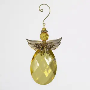 Acrylic Crystal Angel Hanging Figurine Ornament Yellow/Gold