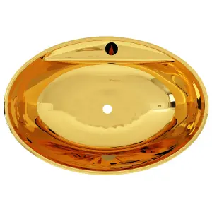 Berkfield Wash Basin with Overflow 58.5x39x21 cm Ceramic Gold