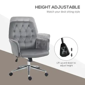 Vinsetto Swivel Computer Chair w/ Arm Modern Style Tufted Home Office Dark Grey