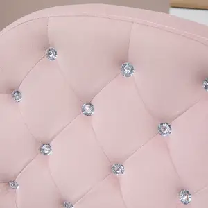 Vinsetto Office Chair Ergonomic 360 degree Swivel Diamante Tufted Home Work Velour Padded Base 5 Castor Wheels Pink